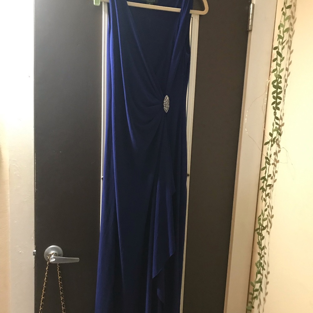 Ralph Lauren Green Label Blue Sleeveless Cowl Neck Maxi Gown